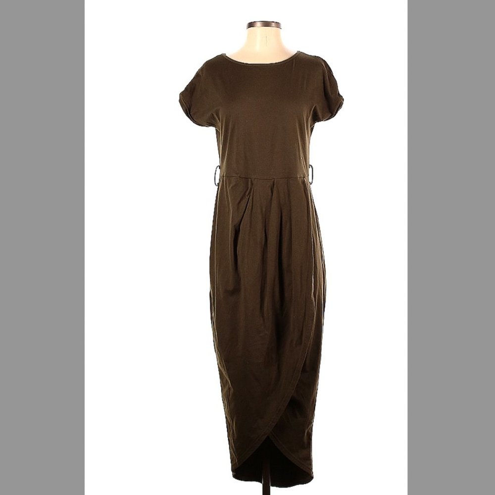 YOINA Olive Green Midi Dress